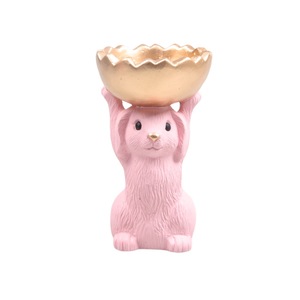 Schaal met haas Roze - D 13 x H 22,5 cm