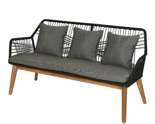 Seville Tuinbank Zwart - 72 x 152 x 80 cm - afbeelding 1