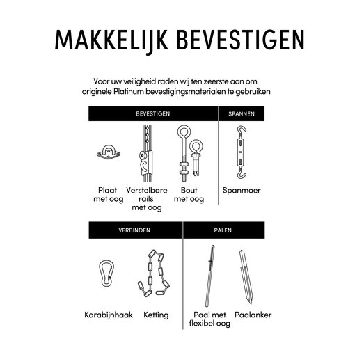 Platinum Shade sail square 400x400 Grey - afbeelding 4