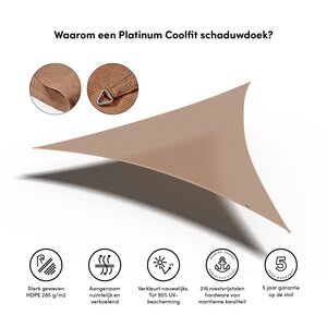 Platinum Shade sail triangle 360x360x360 Sand - afbeelding 3