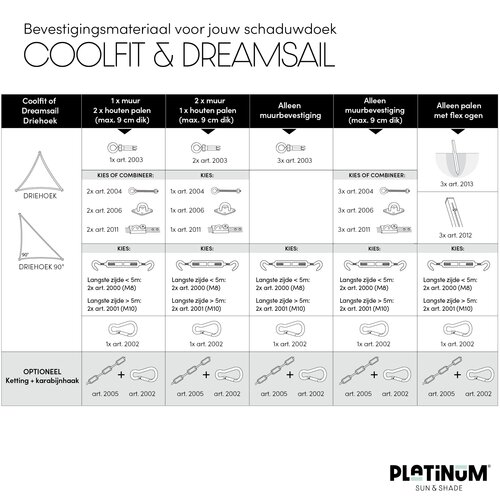 Platinum Shade sail triangle 360x360x360 Sand - afbeelding 7