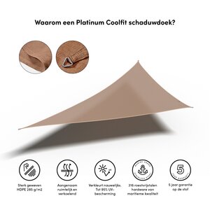 Platinum Shade sail triangle 90° 570x400x400 Sand - afbeelding 3