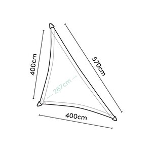 Platinum Shade sail triangle 90° 570x400x400 Sand - afbeelding 4