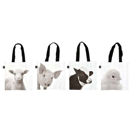Shopping bag farm animals BW S ass