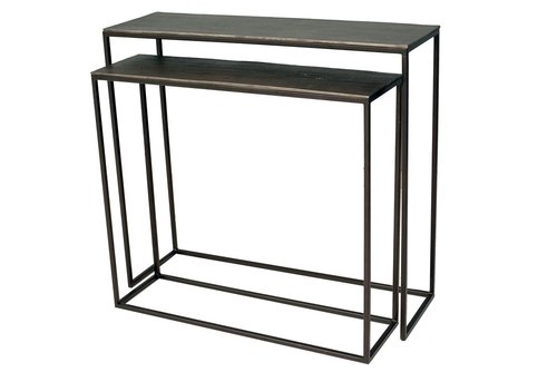 Sidetable set van 2 nikkel antique 95/85 x 85/75 x 30/25cm
