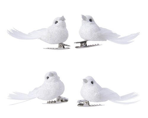 Siervogels op klem - B5xH2,5cm Wit 4 stuks