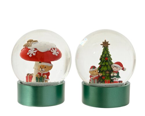 Sneeuwbol - D10xH13,3cm Groen - 2 Varianten