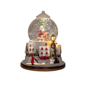 Sneeuwbol led kerstm. 21x15cm wit - afbeelding 4