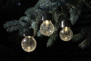 Solar Garden Solar lamp met haak glas craquelee D 6 x H 9 cm RVS - afbeelding 2