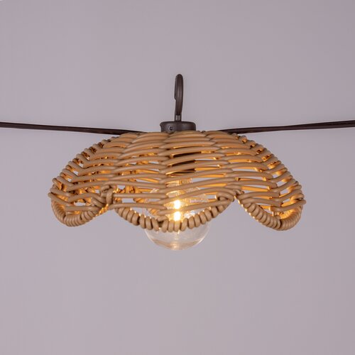 Solar Garden Solar partylight 8L PP rattan E12 G40 kabel bruin - D14xH6cm - afbeelding 2