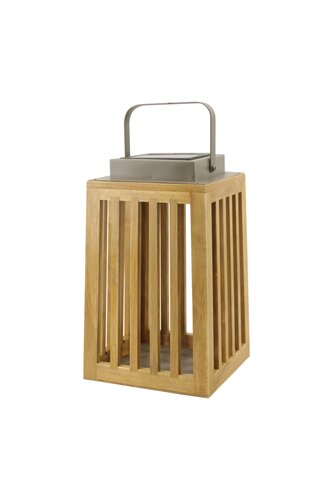 Solar Garden Solar + USB Lantaarn - 18 x 18 x H30cm Hout/Espresso