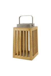 Solar Garden Solar + USB Lantaarn - 18 x 18 x H30cm Hout/Espresso