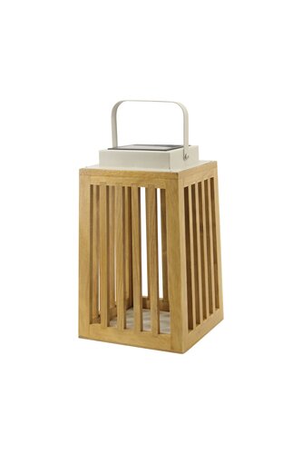 Solar Garden Solar + USB Lantaarn - 18 x 18 x H30cm Hout/Zand