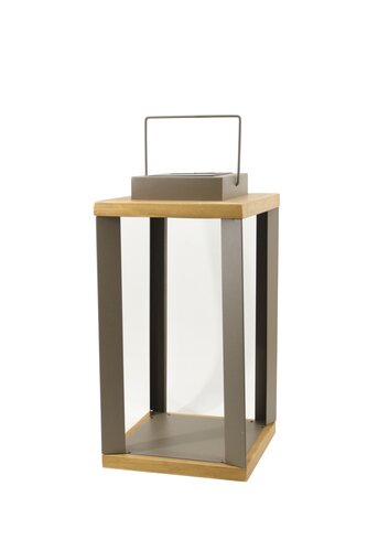 Solar Garden Solar + USB Lantaarn - 22 x 22 x H42cm Hout/Espresso