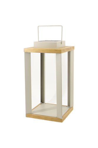 Solar Garden Solar + USB Lantaarn - 22 x 22 x H42cm Hout/Zand
