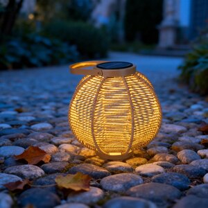 Solar Garden Solar + USB lantaarn natural - D23xH23cm - afbeelding 3