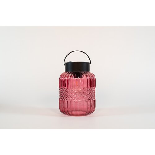 Solar glazen retro lamp roze  12,5X19CM