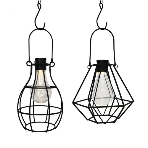 Solar hanglamp metaal 16 x 13,5  H 15 cm zwart - 2 assorti - afbeelding 1