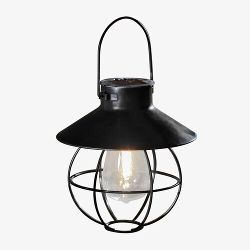 Solar hanglamp metaal lantaarn D 18 x H 18,5 cm zwart - afbeelding 1