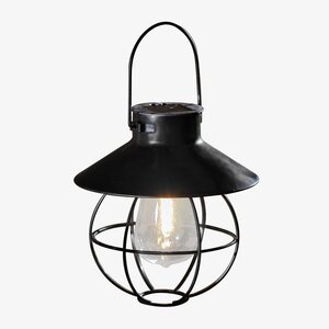 Solar hanglamp metaal lantaarn D 18 x H 18,5 cm zwart - afbeelding 1