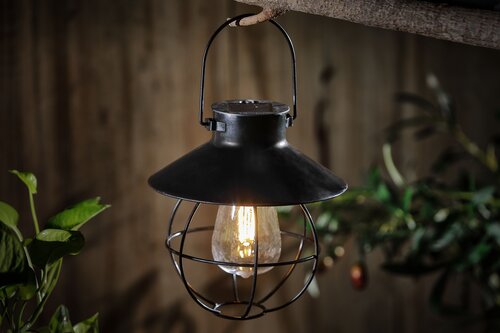 Solar hanglamp metaal lantaarn D 18 x H 18,5 cm zwart - afbeelding 2