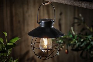 Solar hanglamp metaal lantaarn D 18 x H 18,5 cm zwart - afbeelding 2