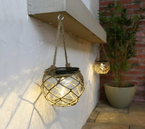 Solar hanglamp glas macramé − Ø 10,5 x H 8 cm - afbeelding 2