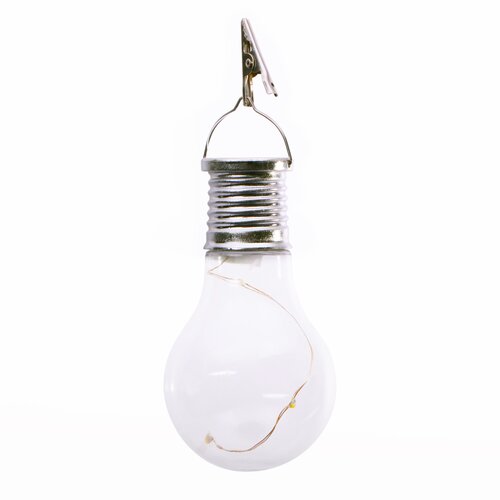 Solar lamp plastic met clip D 5,8 x H 13 cm transparant - afbeelding 1
