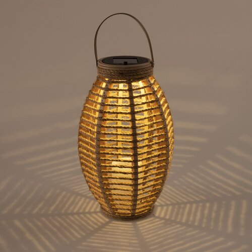 Solar lantaarn ovaal D 18 x H 30 cm hemp natural - afbeelding 2
