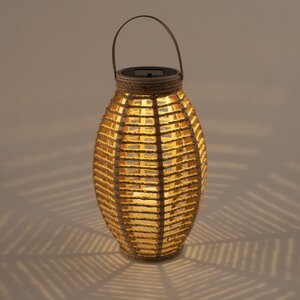 Solar lantaarn ovaal D 18 x H 30 cm hemp natural - afbeelding 2