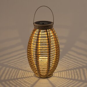 Solar lantaarn ovaal D 18 x H 30 cm seagrass natural - afbeelding 2
