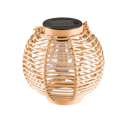 Solar lantaarn rattan rond D 18 cm