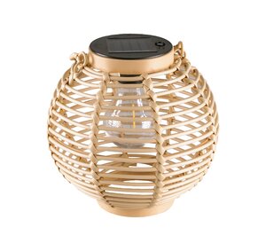 Solar lantaarn rond D 18 cm PP rattan natural - afbeelding 1