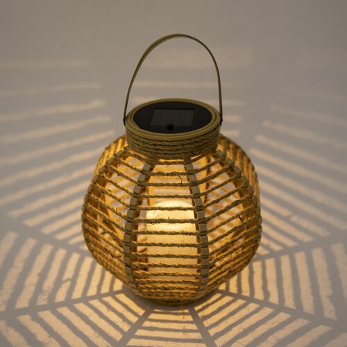Solar lantaarn rond D 20 cm hemp natural - afbeelding 2