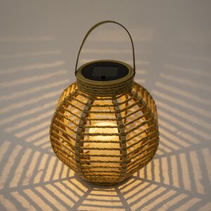 Solar lantaarn rond D 20 cm hemp natural - afbeelding 2