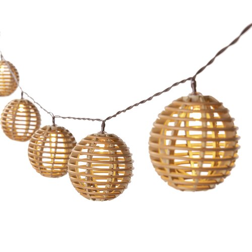 Solar lichtsnoer 10L bol D7cm PP natural kabel bruin - afbeelding 2
