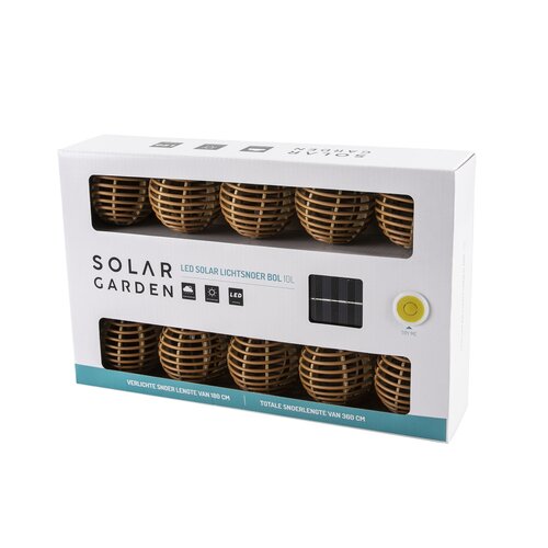 Solar lichtsnoer 10L bol D7cm PP natural kabel bruin - afbeelding 3