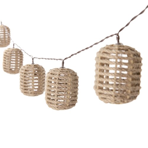 Solar lichtsnoer 10L ovaal D5H7cm hemp natural kabel bruin - afbeelding 1