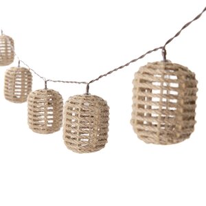 Solar lichtsnoer 10L ovaal D5H7cm hemp natural kabel bruin - afbeelding 1