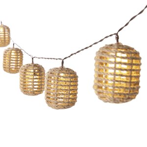 Solar lichtsnoer 10L ovaal D5H7cm hemp natural kabel bruin - afbeelding 2