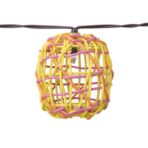 Solar lichtsnoer 10L ovaal D6xH6,5cm PP rattan multicolor kabel bruin