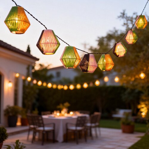 Solar Lichtsnoer Tropical USB 10 Led lampjes - D6xH6,5cm - afbeelding 5