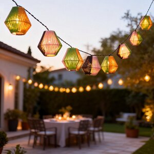 Solar Lichtsnoer Tropical USB 10 Led lampjes - D6xH6,5cm - afbeelding 5