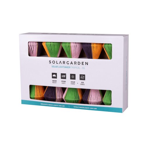 Solar Lichtsnoer Tropical USB 10 Led lampjes - D6xH6,5cm - afbeelding 6