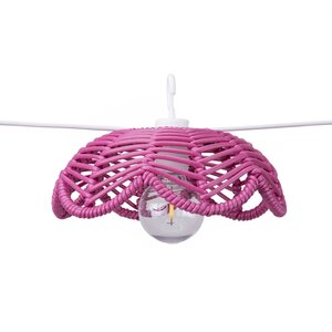 Solar partylight 8L D14H6 PP rattan E12 G40 Fuchsia kabel wit