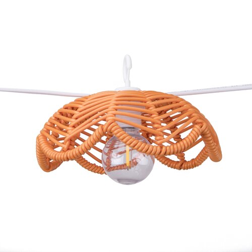 Solar partylight 8L D14H6 PP rattan E12 G40 Orange kabel wit