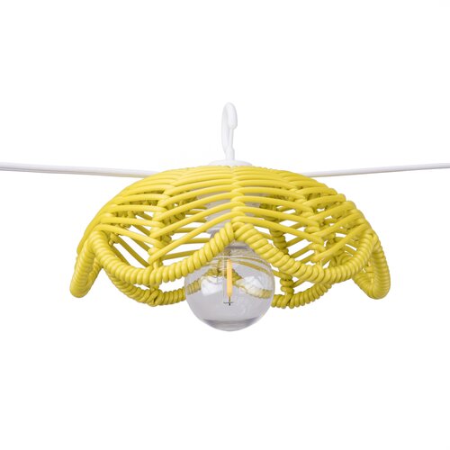 Solar partylight 8L D14H6 PP rattan E12 G40 Yellow kabel wit