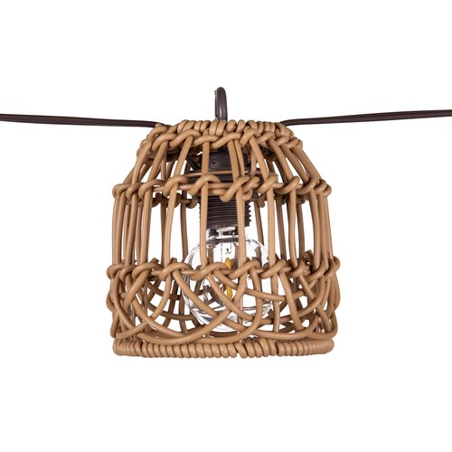 Solar partylight 8L D9H9,4cm PP rattan E12 G40 kabel bruin - afbeelding 1