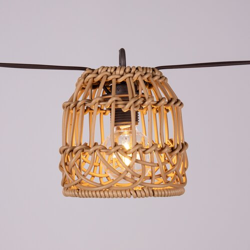 Solar partylight 8L D9H9,4cm PP rattan E12 G40 kabel bruin - afbeelding 2