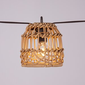 Solar partylight 8L D9H9,4cm PP rattan E12 G40 kabel bruin - afbeelding 2